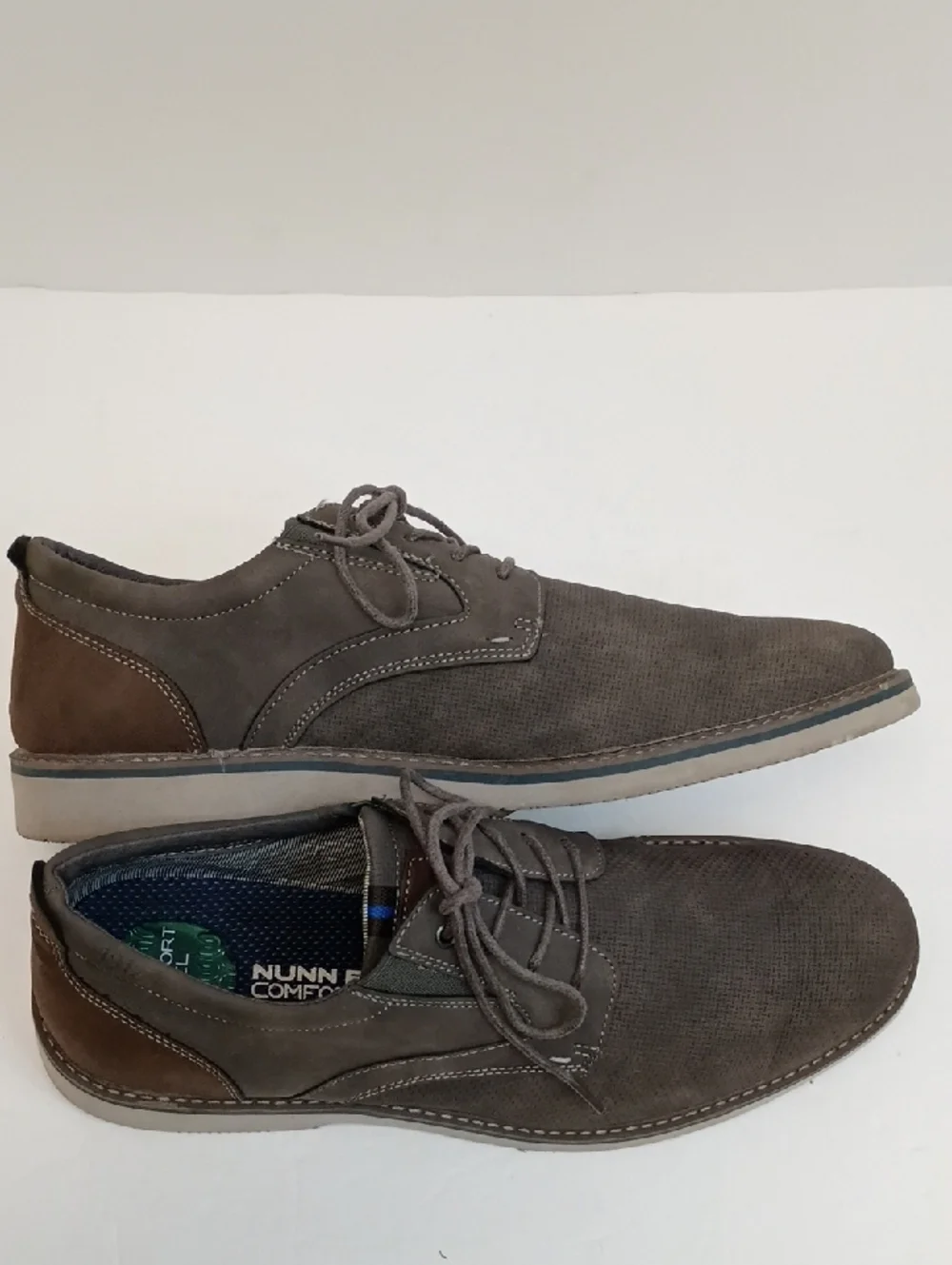 Nunn Bush Gray Suede Lace Up Oxford Shoes Comfort Casual Size 12